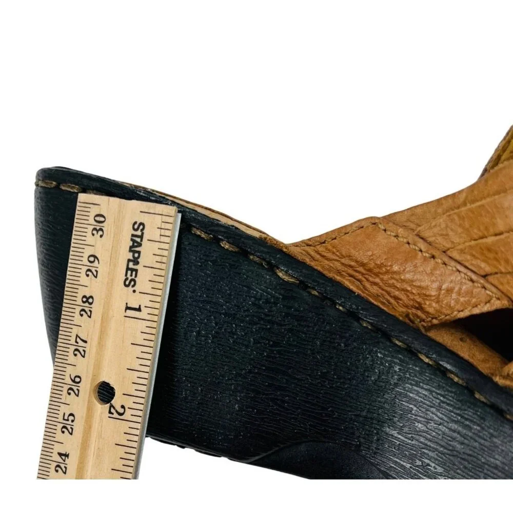 B.o.c Womens Woven Leather Slide Wedge‎ Sandals Size 8 Black & Brown y2k